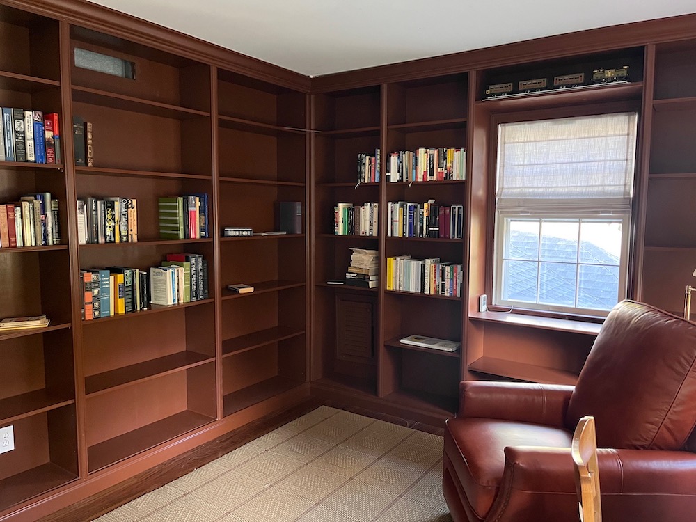 Finished built-in bookshelves installed in the home